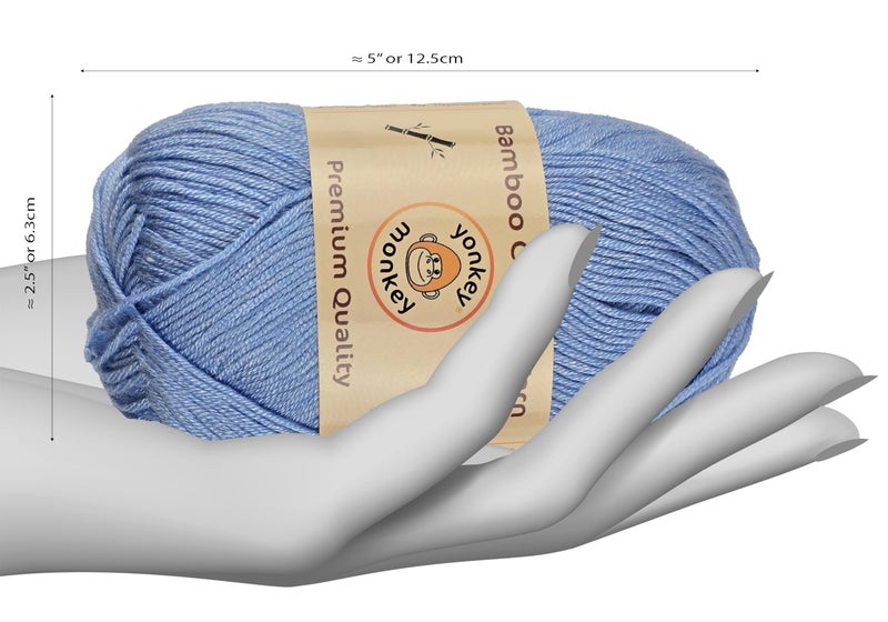 Yonkey Monkey 10-Pack of Yonkey Monkey 500 Grams Yarn - 70% Rayon derived from Bamboo, 30% Cotton - Imported - Light Blue 9001 - Image 2